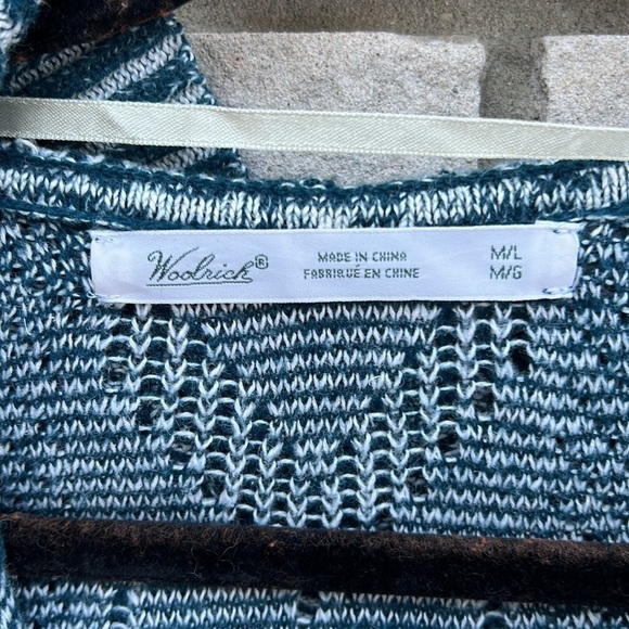 Woolrich Katie Bird Short Sleeve Hooded Cardigan Blue Size M/L - Picture 9 of 14